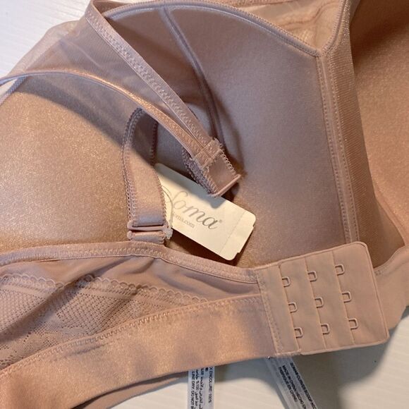 Soma Curves Scoop Neck Bralette padded lace tan beige mesh bra no underwire XL - Picture 6 of 8